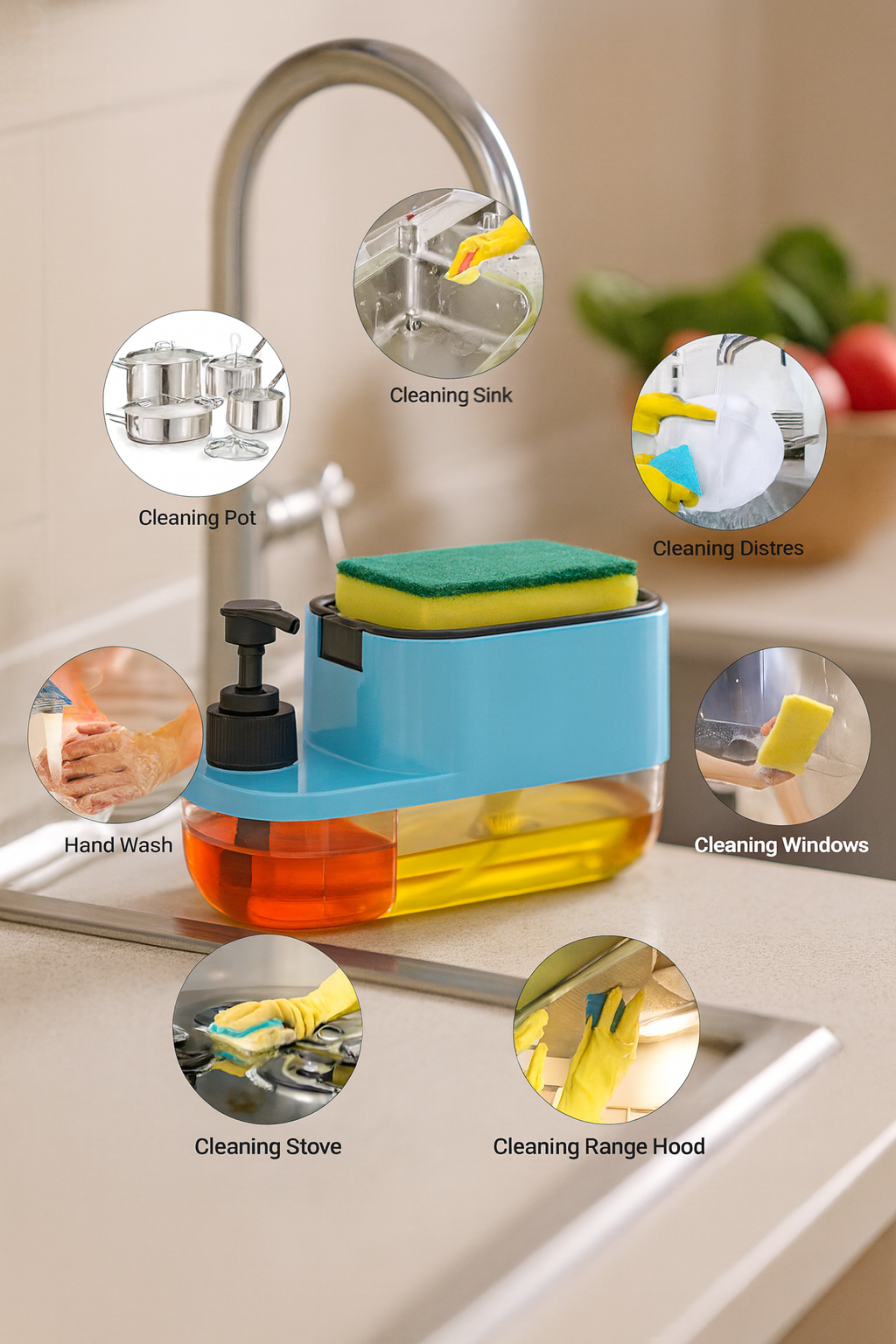 3 in 1 Soap Pump Dispenser for Dishwasher Liquid